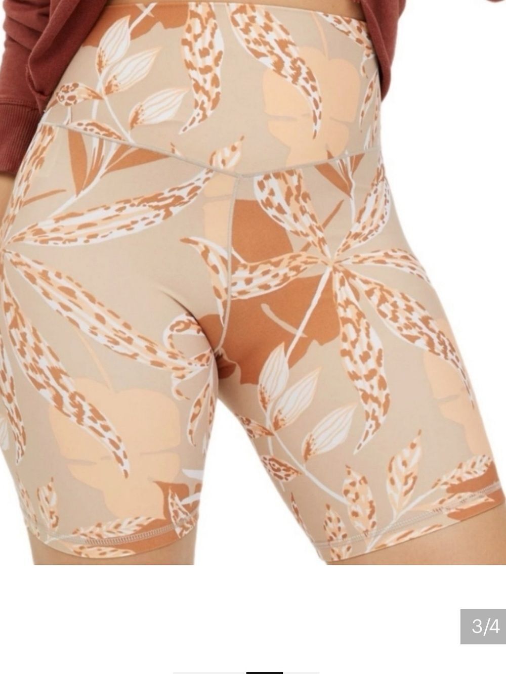 Aerie Offline Real Me Hi Rise Bike Short Orange Tan Tropical Womens Medium